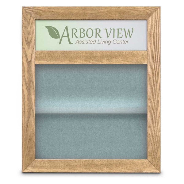 Outdoor Enclosed Combo Board, 42"x32", Bronze Frame/Grey & Cobalt